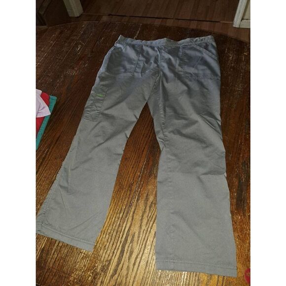 Landau Pants - Large Petite Landau Pro Flex Grey Drawstring Elastic Waist Scrub Pants w Pockets